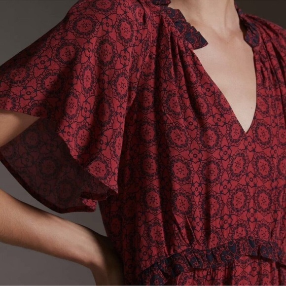 Women’s Gorgeous Red Black Anthropologie Robin Tiered Mini Dress Size 1X - Picture 14 of 14